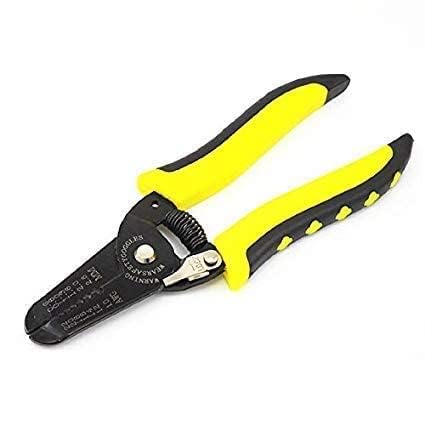 Image of Wire Stripper and Cutter Tool, Multi-Function Cable Crimping Pliers, Black and Yellow