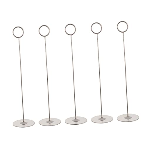 NAMOARLY 5pcs Table Card Clamp Menu Seats Holder Table Number Stands Table Cards Holder Food Signs Clip Pictures Note Clamp Place Frames Table Stand Stainless Steel Silver