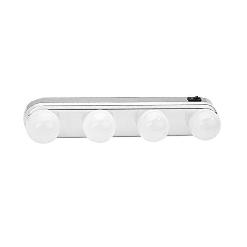 Luces LED para espejo de tocador, luz superbrillante, 4 bombillas LED, kit de luz portátil para espejo cosmético, funciona con pilas