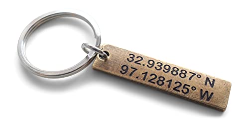 Custom Personalized Small Bronze Tag Keychain Engraved, Anniversary Gift, Husband Wife Key Chain, Boyfriend Girlfriend Gift, Customized Couples Keychains