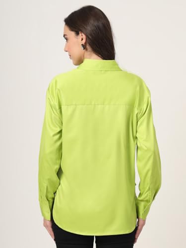 Image of Style Quotient Women Solid Smart Casual Oversized Polycotton Shirt