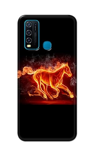 Image of Plastic Printfidaa Printed Hard Back Cover Case For Vivo Y30 | Vivo Y50 Back Cover (Fiery Horse) -112, Multicolor
