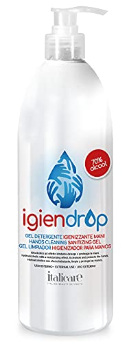Gel Detergente Igienizzante Mani 1 Litro Idroalcolico ad Effetto Idratante Deterge e Protegge le Mani - Igiendrop