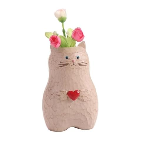 zaoalife Cat-Shaped Wood Vase for Flowers Cover