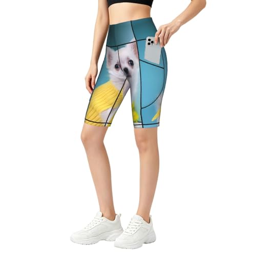 Short de cyclisme imprimé Chihuahua femme pantalon de yoga doux leggings de gym EdWal