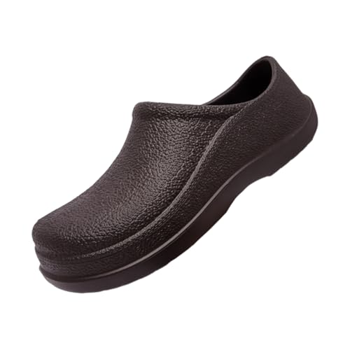 Fashion Women Men Solid Color Platform Muels, Closed Toe Slip On EVA Chef Work Shoes,Shock Absorbing Lightweight Anti-Slip Sandals (Brown,9)