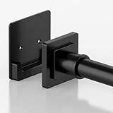 UIOSANRT Matte Black Shower Curtain Rod 31-79 inches with Holders, Stainless Steel Shower Rod & Tension Rod, Adjustable Tension Shower Curtain Rod for Bathroom, Windows, Closet