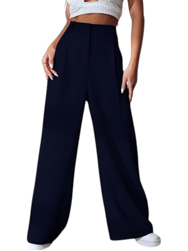 Image of GRECIILOOKS Women High Rise High Waist Trousers Flared Korean Style Formal Pants| Elegant Workwear for Office, College & Events (Available in Plus Size)