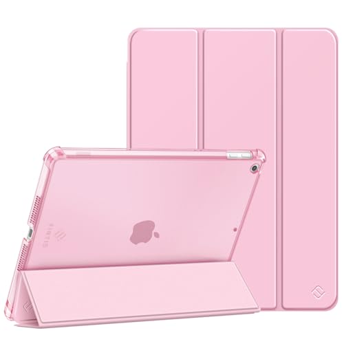 Fintie Hülle für iPad 9. Generation 2021/8. Gen 2020/7. Gen 2019 10.2 Zoll mit Stifthalter, ultradünne leichte Schutzhülle mit transparenter Rückseite und Auto Schlaf/Wach Funktion, Rosa