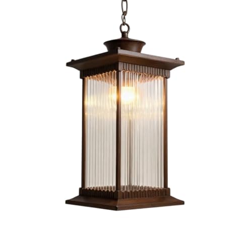 Image of Outdoor Wall Lantern Light, Black Finish, Ribbed Glass Shade and Black Hanging & Gate Light (Half Wall, 1) (Hanging LAMP, 3)