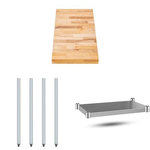 DuraSteel 30x12 Butcher Block Top - Maple Wood Board Countertop - Natural Slab Work Table Top for Kitchen, Side, Coffee, Kitchen, Bar Table - Optional Base Leg Units