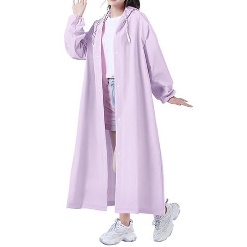 Genérico Impermeable Alargado para Lluvias No Desechable Ciclistas Chaqueta Gruesa Exterior Conducción (Light Purple, M)