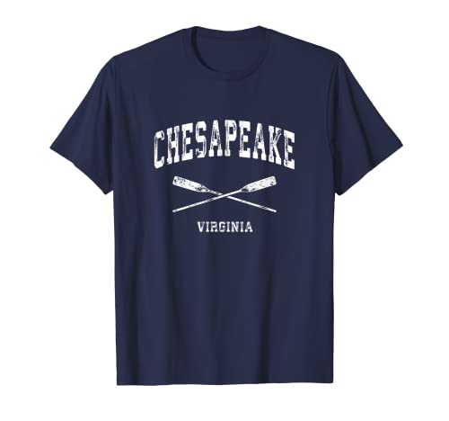Chesapeake Virginia Vintage Nautical Cruzado Remos Camiseta