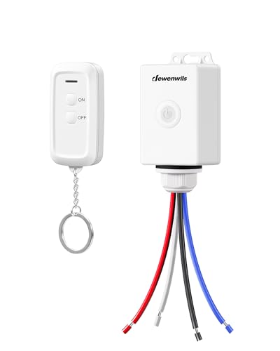 DEWENWILS Interruttore radio esterno con telecomando, 230 V, 3000 W, set di interruttori della luce senza fili, controllo radio IP65, portata 30 m, nessun cablaggio necessario, batteria inclusa