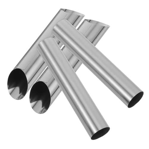 MUCKLILY 4pcs Stainless Steel Cannoli and Cream Horn Molds Non-stick Pastry Tubes for Baking Croissants and Bread Versatile Bakery Supplies for Delicious Pastries
