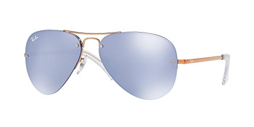 Ray-Ban RB3449 Aviator Sunglasses, Copper/Violet Mirror, 59 mm
