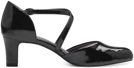 Jana Dames Pumps met riem met blokhak Vegan, zwart, lak, 38 EU