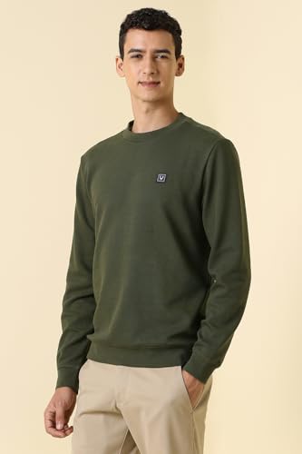 Image of Allen Solly Men's Cotton Blend Crew Neck Solid Casual Sweatshirt