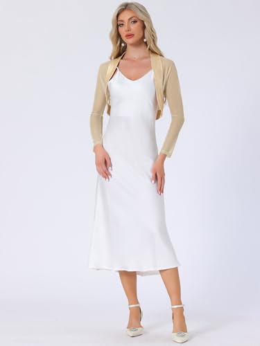 Image of Allegra K Women's Satin Shrug Wedding Open Front Mesh Evening Formal Bolero