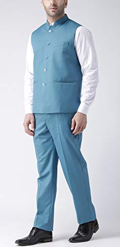 Image of hangup Men's Synthetic Notch Lapel Suit (2BasketTR Teal 40 Blue