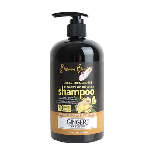 Britains Beauty Ginger & Tea Tree Hair Shampoo - Oil Control, Strengthening & Hair Growth with Natural Ingredients, Paraben-Free, Sulfate-Free, For All Hair Types, 500ml