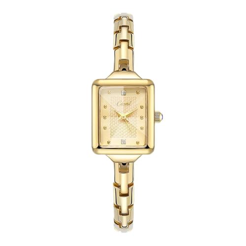 CARLIEN Small Gold Luxury Rectangular Quartz Watches for Women Classic