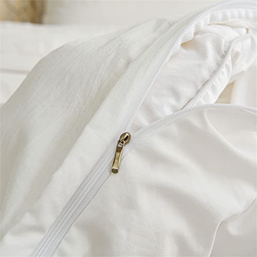 Abreeze Lace Duvet Cover Twin Soft Washed Microfiber Vintage French Country Duvet Cover Set White 2 Pieces Shabby Microfiber Bedding Chic Comforter Cover Set, Soft And Lightweight #TOP6