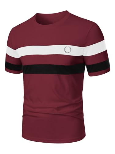Image of RoseSeek Men's Color Block Short Sleeve Tee Shirts Casual Crewneck T Shirt Trendy Summer Tops
