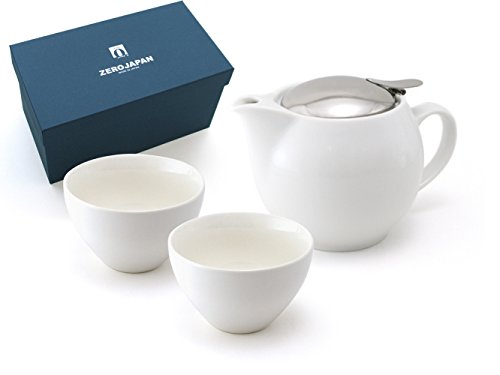 ZEROJAPAN Gift Set for 3 Universal Teapots & 2 Wide Teacups White ZG-001 WH
