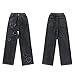 NABER Kids Girls Fashion Black Baggy Jeans Heart Pattern Washed Denim Pants(Black,10-11 Years)