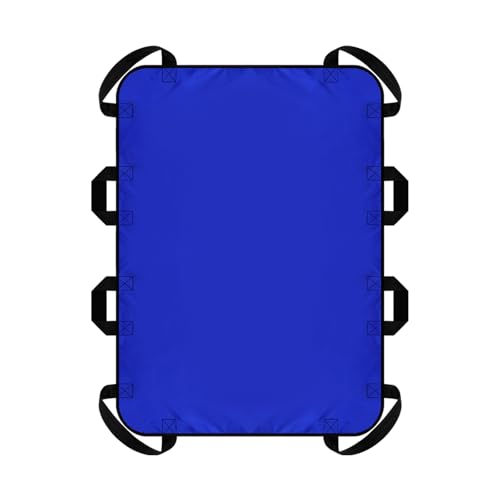 YHK 34"x 52" Positioning Bed Pad, Draw Sheet, 8 Reinforced Handles, Reusable & Washable Transfer Sheet for Turning, Lifting, Repositioning, Lightweight Double-Sided Nylon Fabric (Blue, Pack of 1)