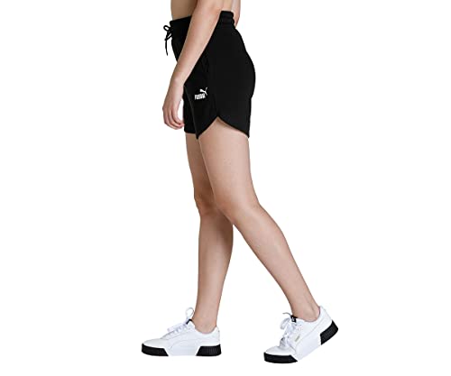 Image of Puma Women's ESS High Waist Shorts | Comfortable Cotton-Blend High Waist Knitted Shorts for Women | Ribbed Waistband | Ideal for Gym, Travel & Everyday Wear