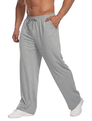 Deyeek Men's Lightweight Sweatpants Open Bottom Baggy Grey Sweat Pants