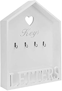 Letter & Key Rack | White Mail Holder | Wall Key Hanger | Vintage Letter & Key Rack | Post Storage | Wooden Key Organiser | Hooks for Keys | M&W