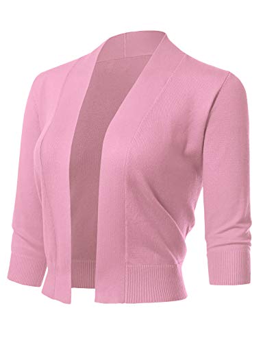 Image of Allsense Women's 3 /4 Sleeve Cropped Shrug Cardigan | Classic Bolero, Open-Front, Lightweight Soft Fine Knit Cover Up