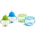 Munchkin Happy Snacker Snack Catcher and Sippy Cup Set, 4 Count, Blue/Green