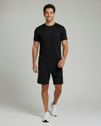Image of Real Essentials 4 Pack: Men's Dry-Fit Short Sleeve Pocket Crew Performance Athletic T-Shirt (Available in Big & Tall)