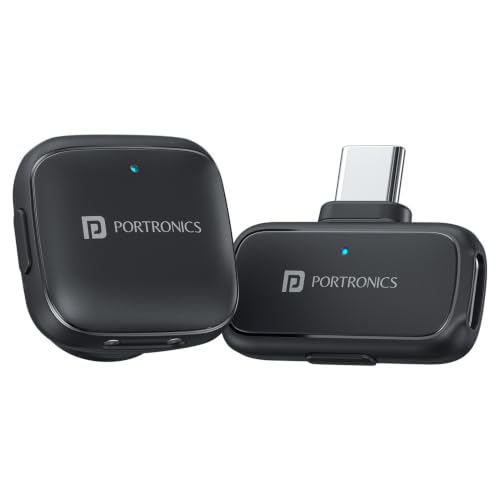 Image of Portronics VlogMate C Type-C Wireless Microphone with Noise Cancellation, Bluetooth 5.0v, 360 Omnidirectional Mic, 20M Range, Real-Time Sound Reception, Audio Video Sync