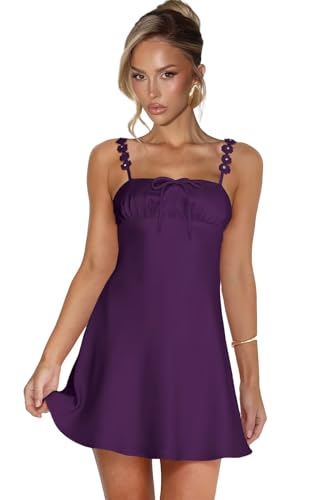 Spaghetti Straps Homecoming Dresses Short for Teens Flower Beads Prom Dress Satin Cocktail Gown