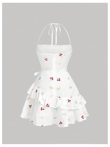 Image of Floerns Women's Floral Halter Ruffle Tiered Cute Summer Mini Dress Milkmaid Vacation Sundress