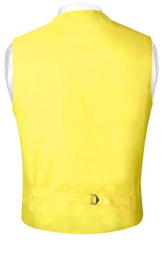 Men's Dress Vest & NeckTie Solid GOLDEN YELLOW Color Neck Tie Set for Suit Tux2