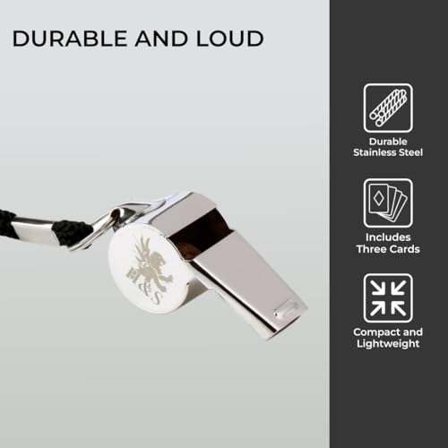 H&S 3 Whistles - Referee Whistle - Sports Whistle Metal Coach Whistle with Lanyard for Football Stainless Steel