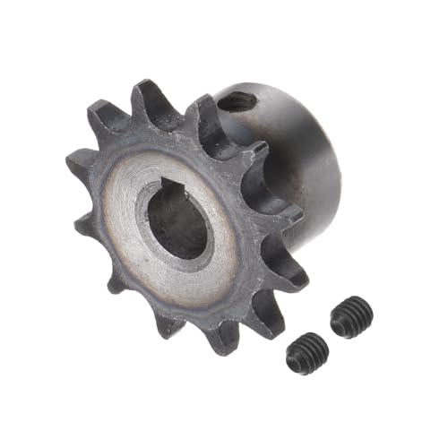 Kozelo DIN/ISO 06B Rollenkettenrad 12Z [ 10mm Bohrung x 3/8 Teilung ] Motorantriebszahnrad für Maschinen, A3 Kohlenstoffstahl, Silberton