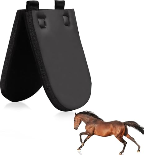 COKUUCO Western Saddle Pad for Horses - Thick Felt Horse Saddle Pads with Ease Wither Wool Shims, Improve Saddle Fit & Comfort, Black