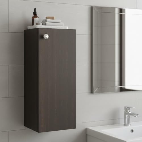 Image of Marbin Modern Tall Storage Cabinet with Door & Shelves | Space Saving Bathroom Organizer, Bedroom Side Cabinet & Multipurpose Cupboard | Engineered Wood, 35x26x83cm Wenge Finish