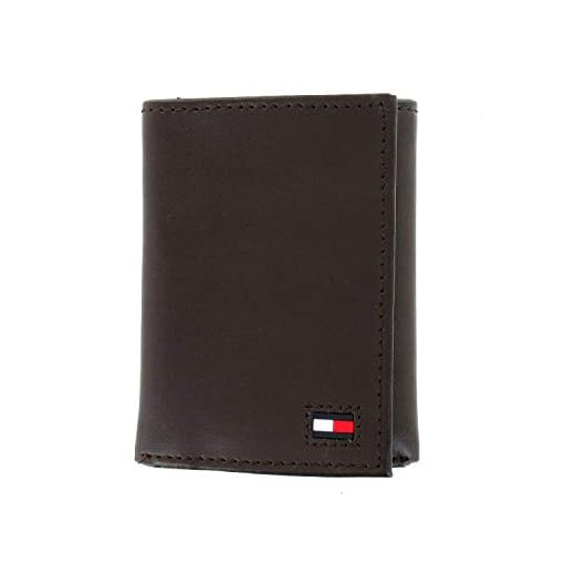 Carteira masculina Tommy Hilfiger marrom de couro legítimo com três dobras