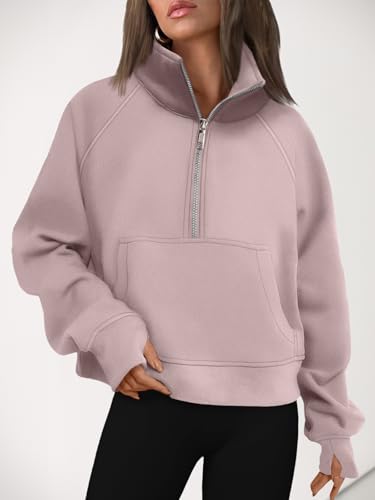Image of AUTOMET Womens Sweatshirts Half Zip Cropped Pullover Fleece Quarter Zipper Hoodies 2026 Fall Fashion Outfits Clothes