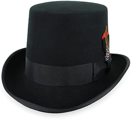 Belfry Mens Top Hat Satin Lined Topper 100% Wool in Black Large