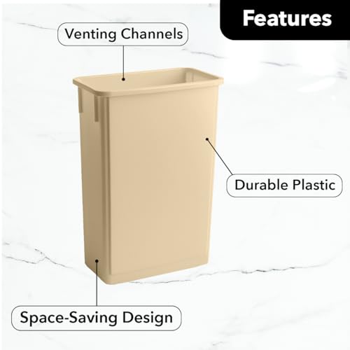 Image of 23 Gallon Slim Rectangular Garbage Can with Lid - Beige