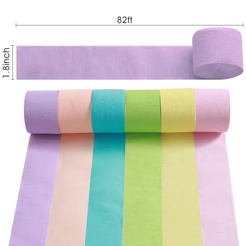 Image of Streamers Party Decorations, Party Supplies Crepe Paper Streamers 6 Colors 492ft for Birthday Decor, Baby Shower, Bachelorette Party, Wedding & Party Decor (Style C)